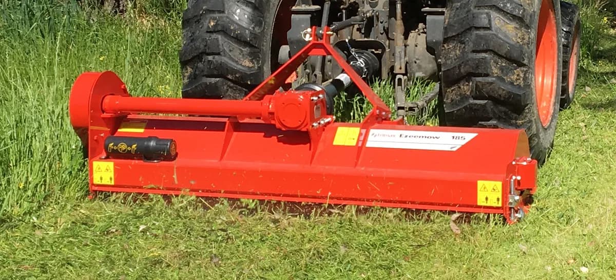 Trimax Ezeemow FX flail mower, the implement hired with our Kubota MX5200 tractor in North Canterbury New Zealand
